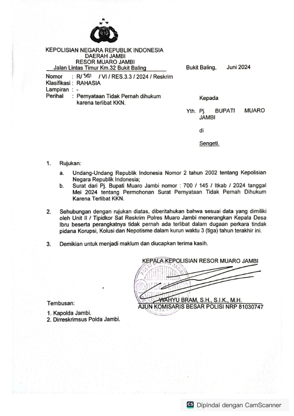 II. 3 Tidak ada Aparatur Desa dalam 3 Tahun terakhir yang terjerat Tindak Pidana Korupsi
